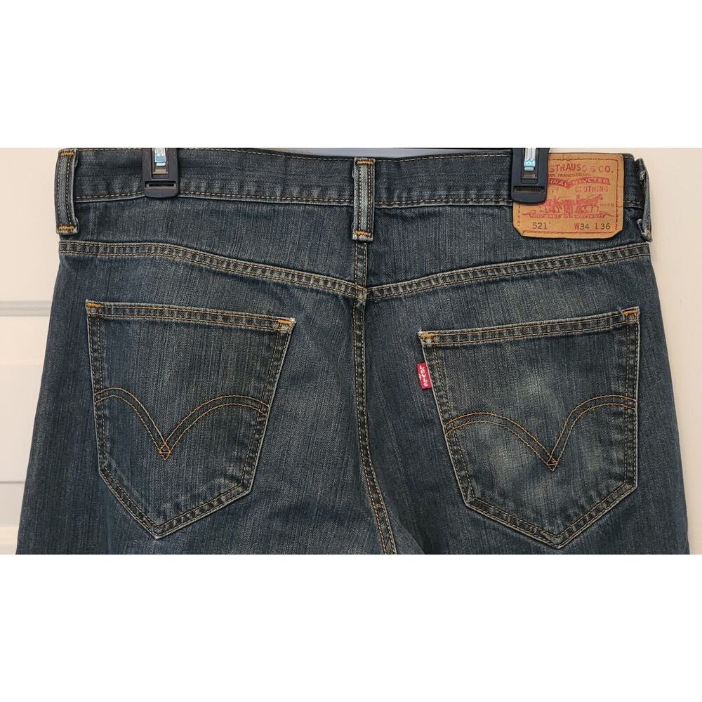 Vintage Levis 521 Slim Taper Denim Jeans Mens 34”x 36” Med-Wash EUC Red Tab